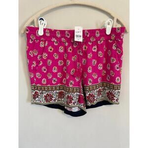 LOFT NWT Hot Pink Floral Lounge Shorts Tassel Tie Boho Resort Size XS Beachy